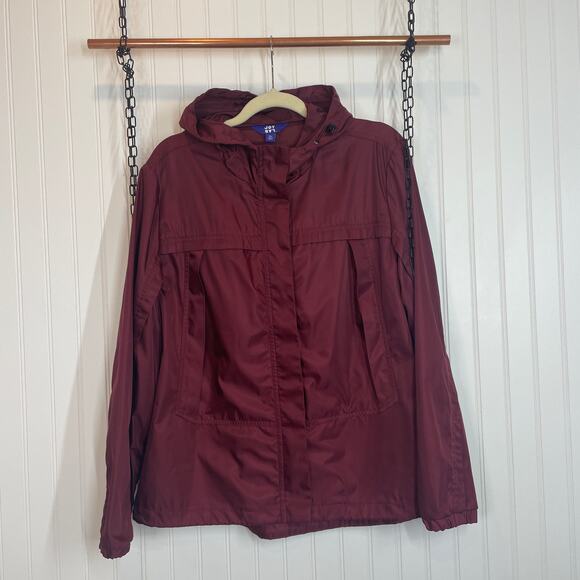 JoyLab Women’s Burgundy Full Zip Hooded Windbreaker Jacket Size XL - Picture 1 of 7